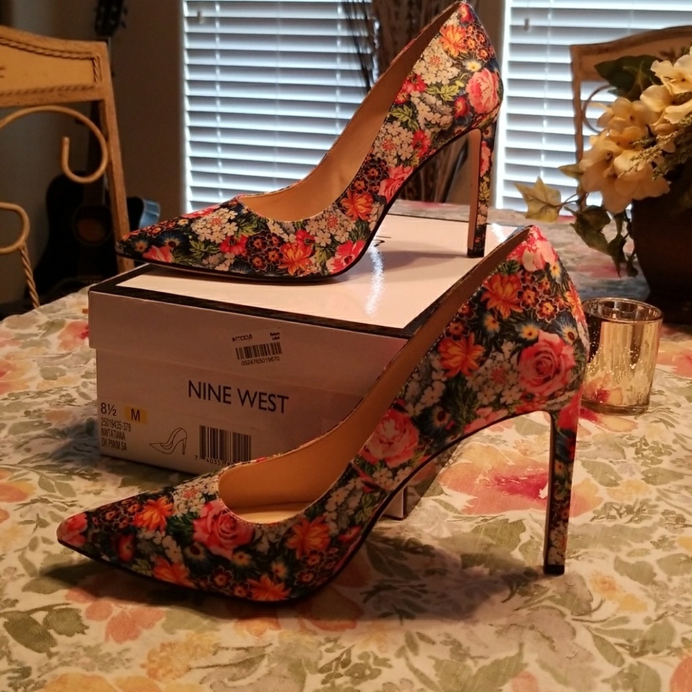 Nine West floral heels